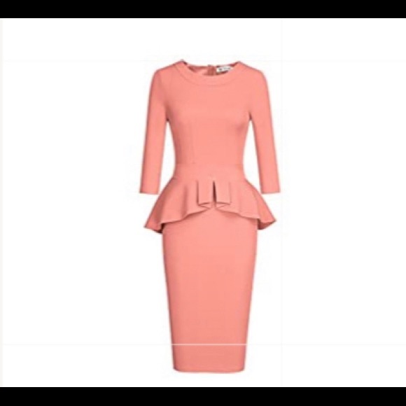 peach peplum dress
